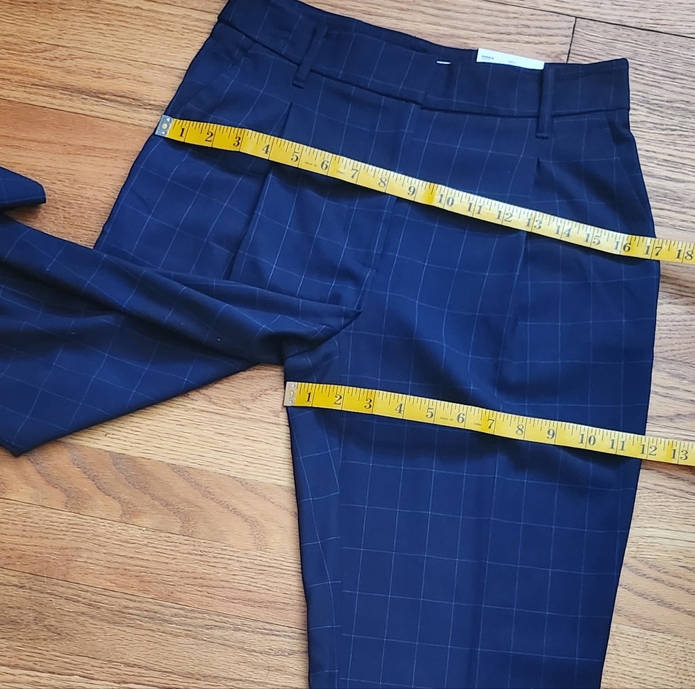 Nine West-Navy Checkered Pants Straight Leg High Rise Size 2 - Picture 12 of 15